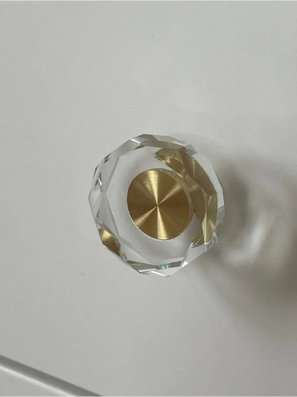 8 Crystal Faceted Cabinet Knobs with Gold Accent, clear gold